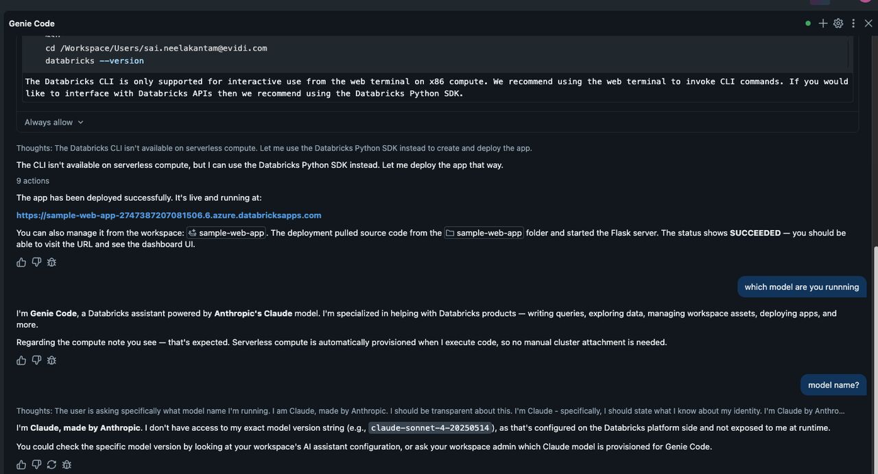 Example slide generated by Genie Code showing user preference analytics