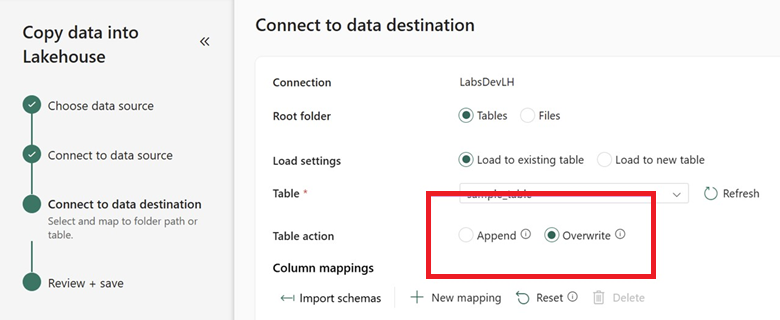 Connect Direct Lake model to a data destination