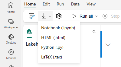 Export notebook from Microsoft Fabric