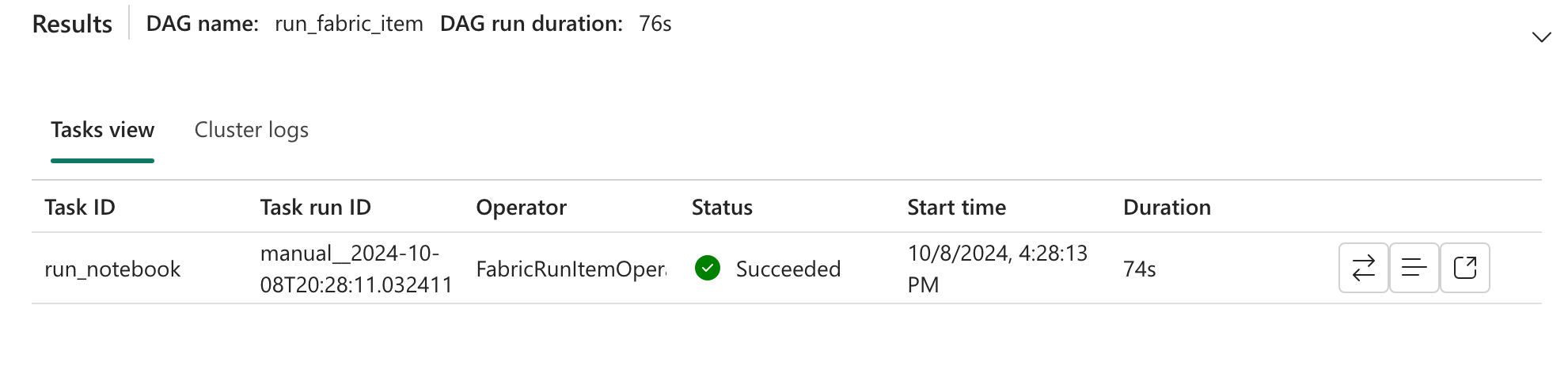 Monitor Apache Airflow DAGs from the Fabric UI
