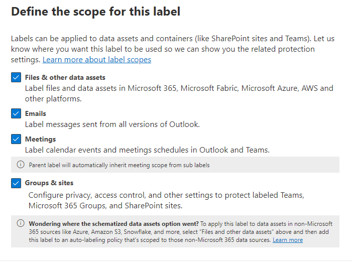 Sensitivity label scopes in Microsoft Purview